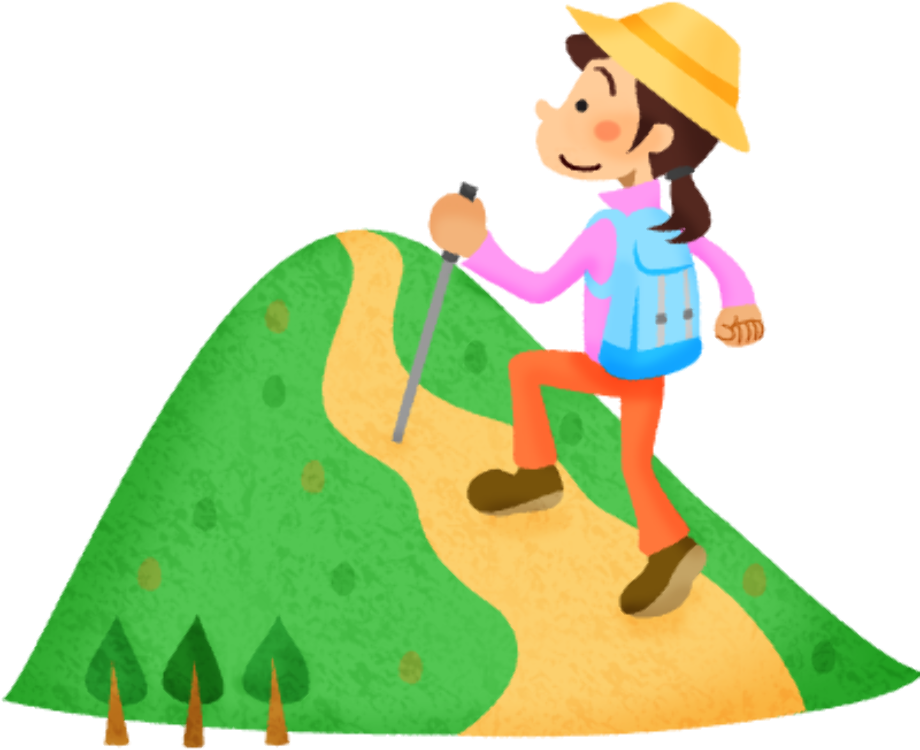 Cartoon Girl Hiking