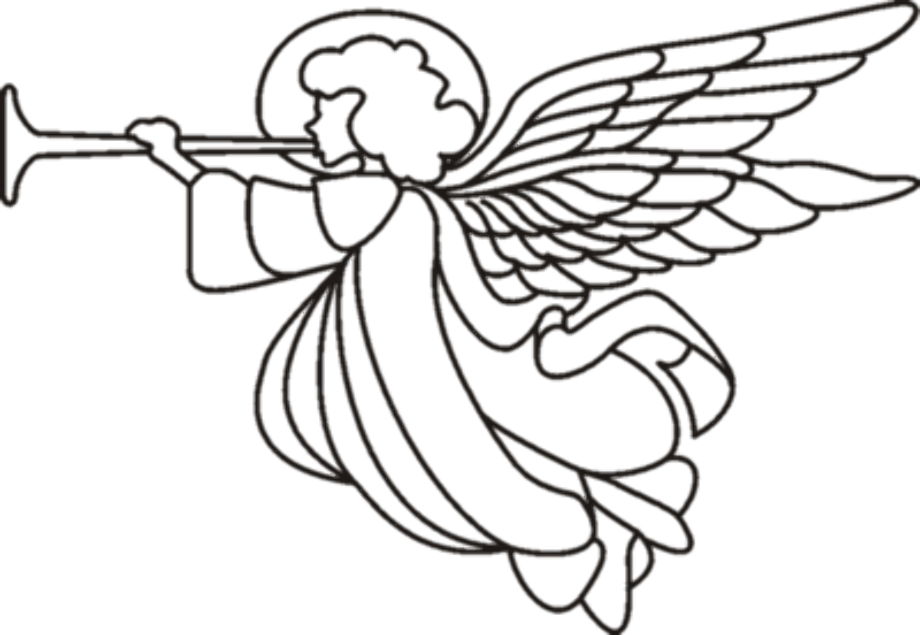 christmas clipart black and white angel
