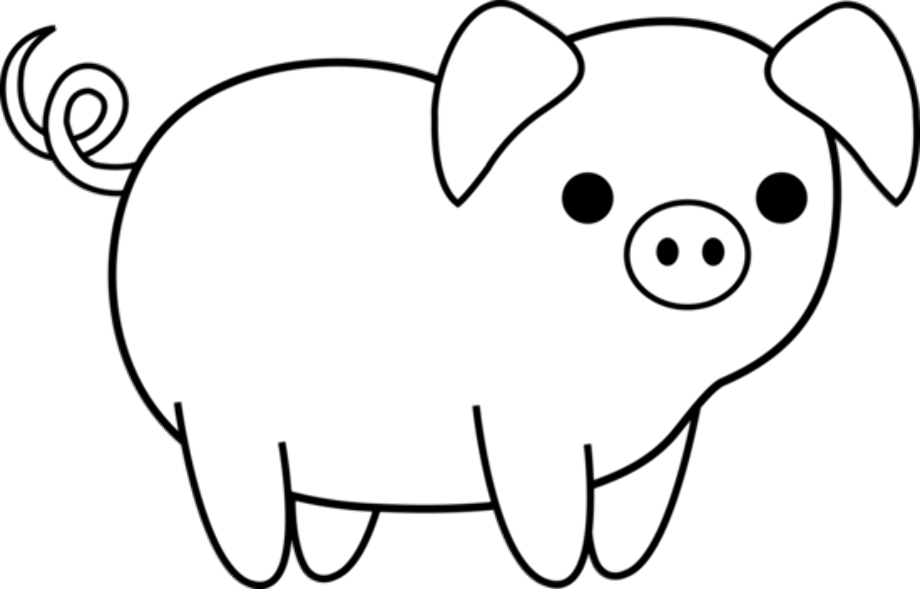 pig clipart black and white