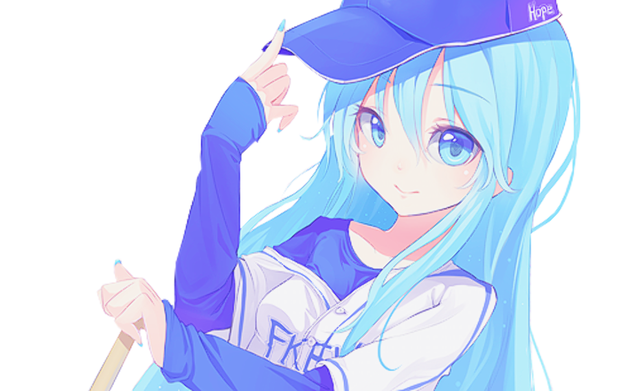 Anime Girl with Blue Hair PNG - wide 7