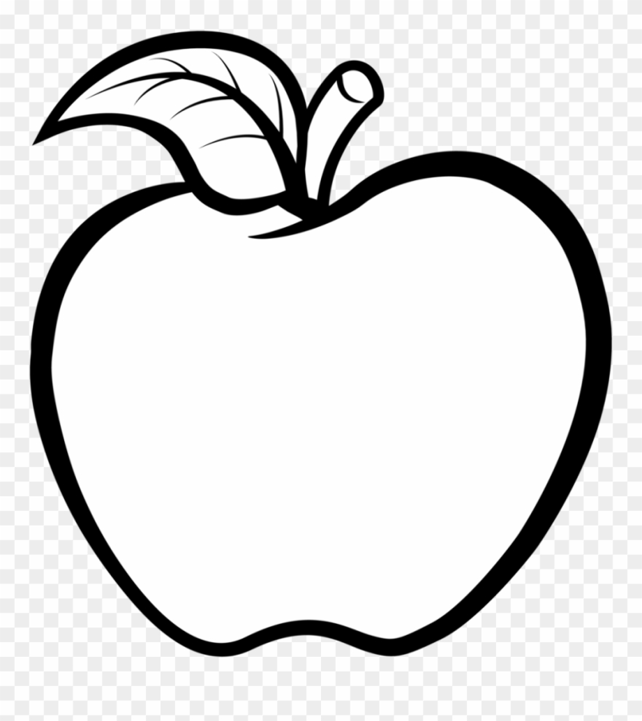 black and white clipart apple