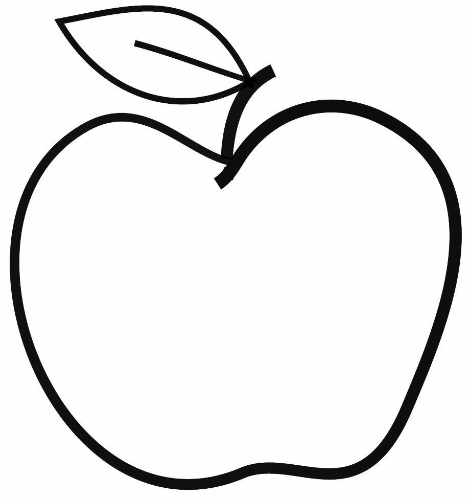 apple clipart black and white cute