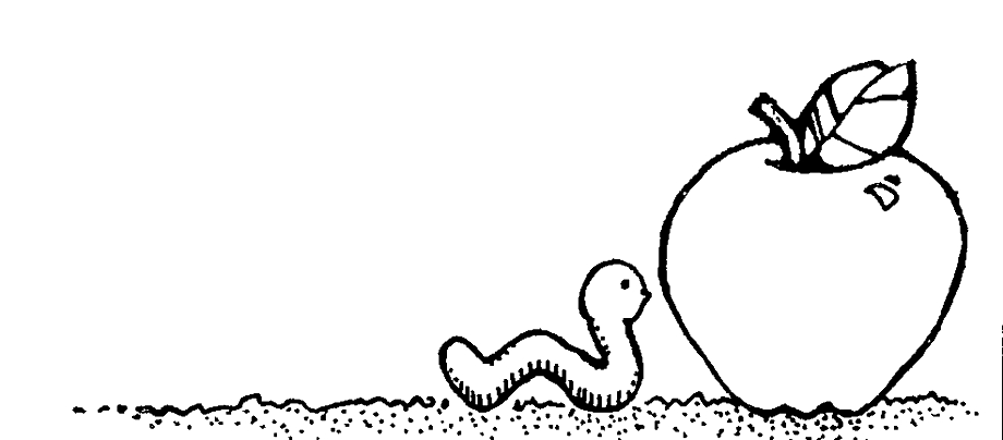 apple clipart black and white worm