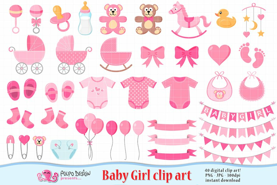 baby girl clipart pink