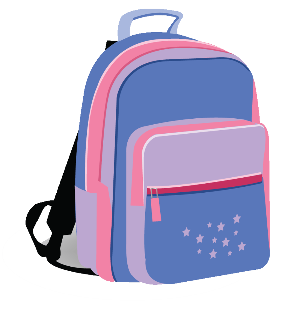 Портфель. Рюкзак школьный. Школьный рюкзак на прозрачном фоне. Рюкзак со школьными принадлежностями.