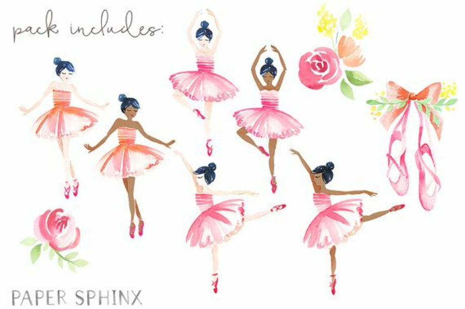 ballerina clipart watercolor