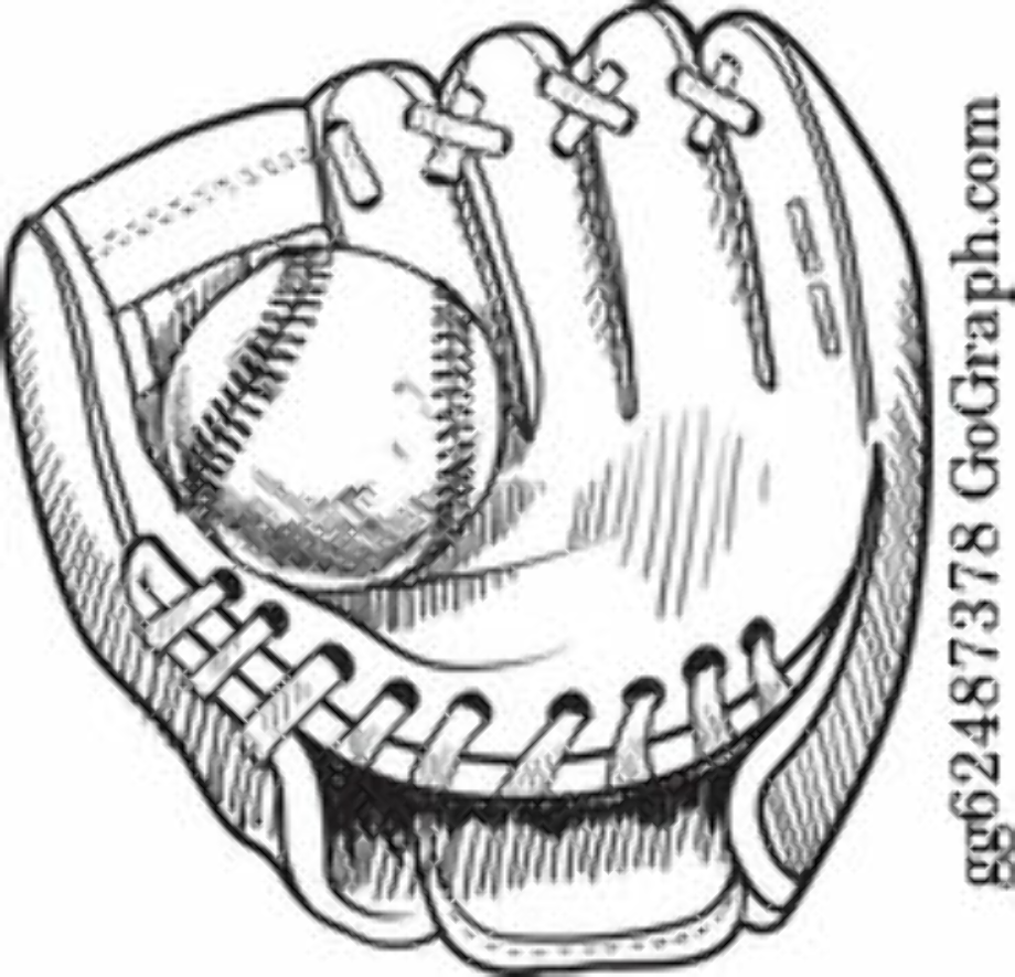 baseball clipart black and white mitt