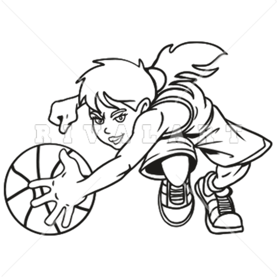 basketball clipart black and white girls