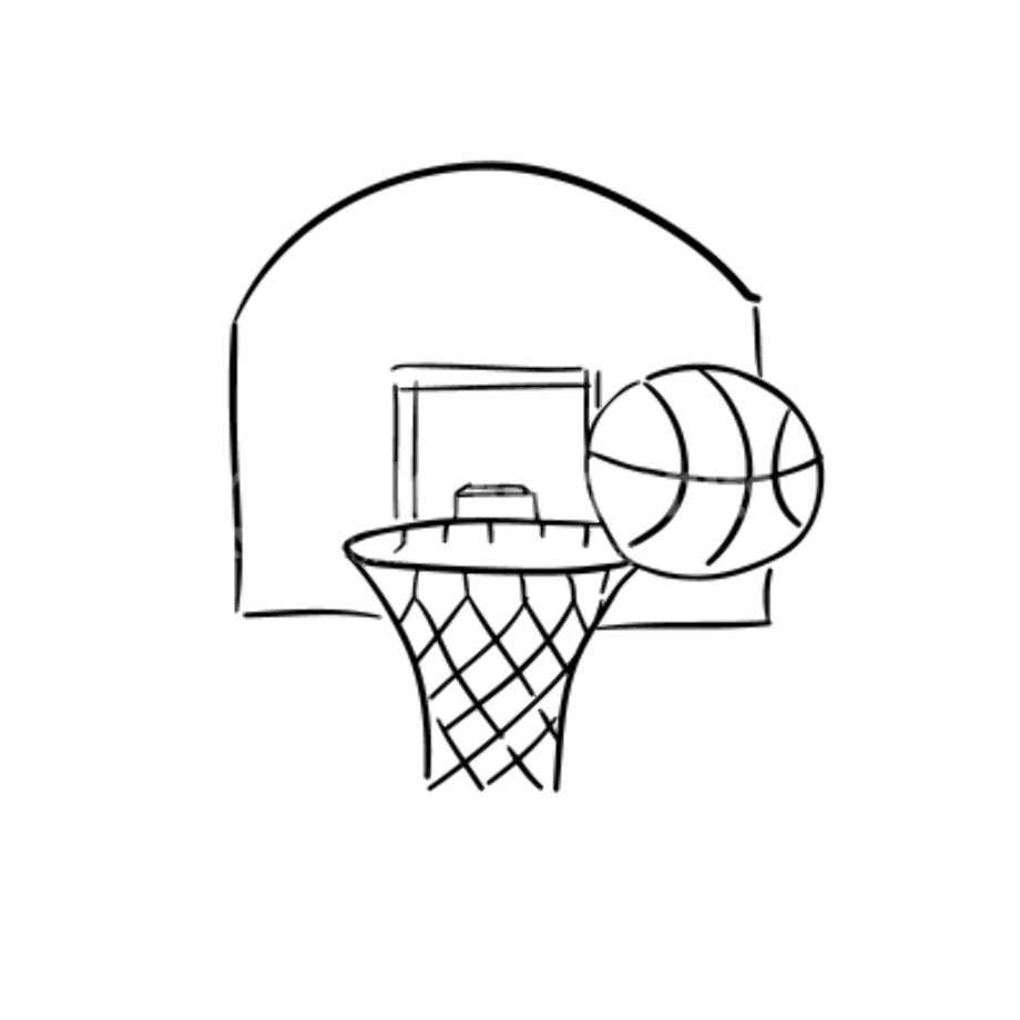 basketball clipart black and white hoop
