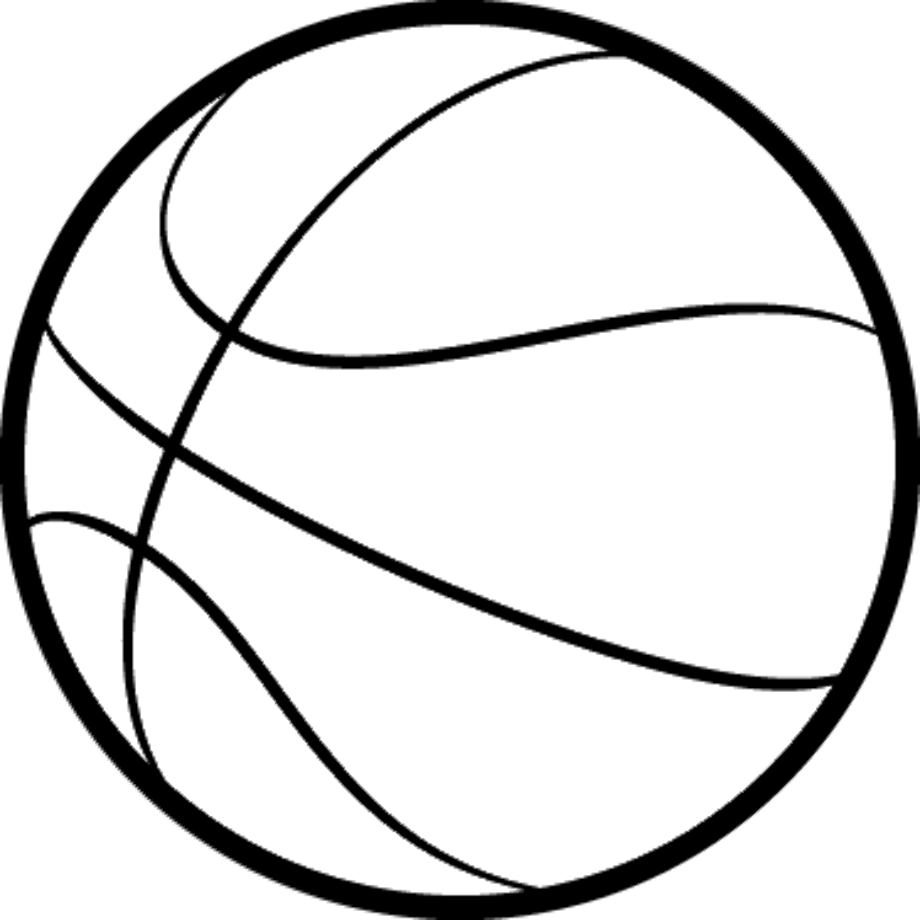 basketball clipart black and white outline