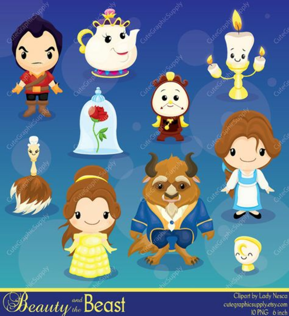 beauty and the beast clipart cute