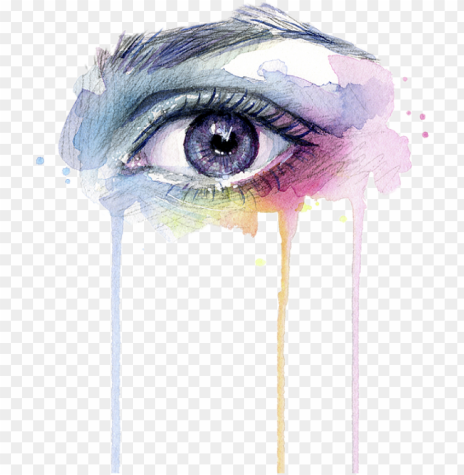 Blood splatter transparent dripping eye. Drip drawing painti png
