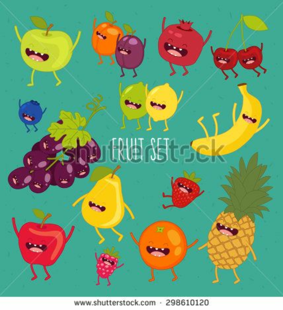 Blueberry clipart shutterstock. Fruit set apple lemon