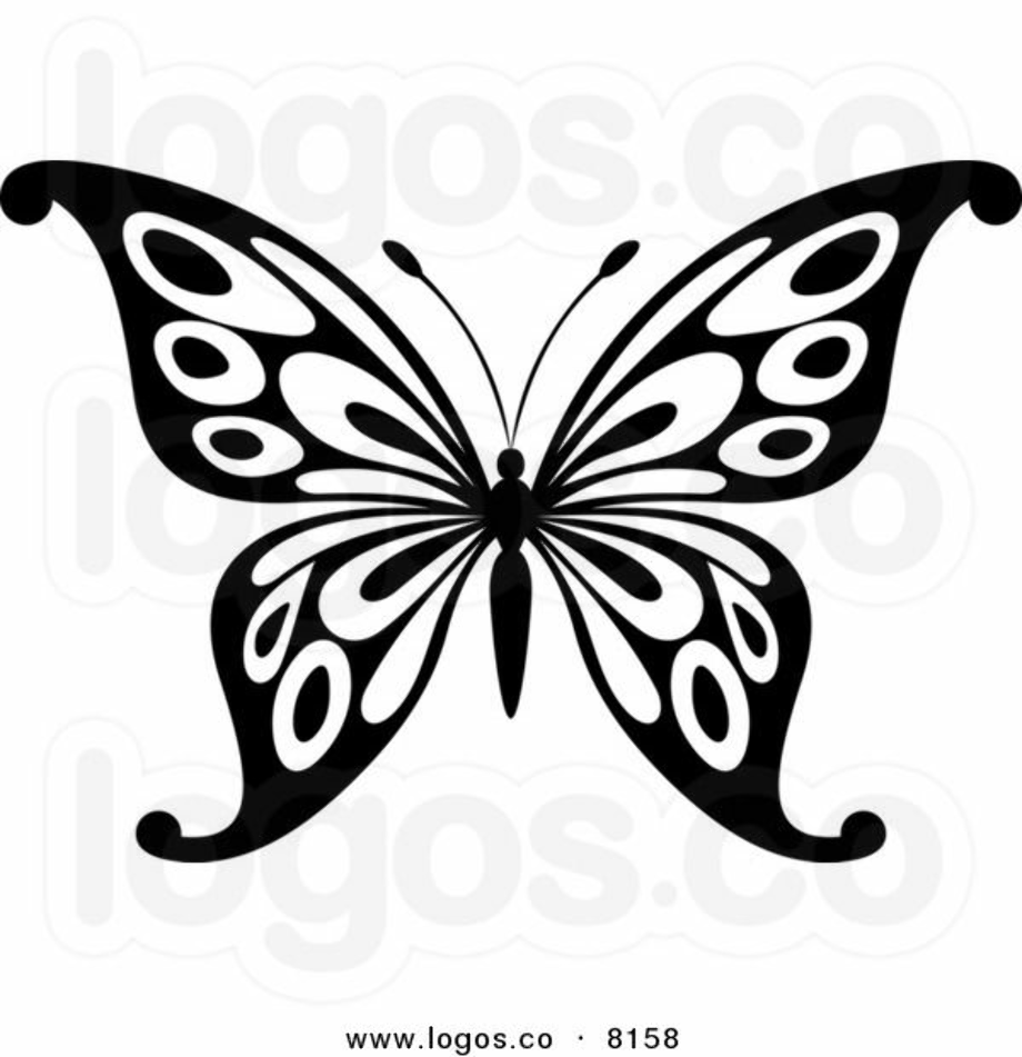 black and white clipart butterfly