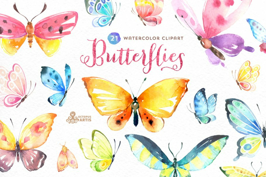 butterflies clipart watercolor