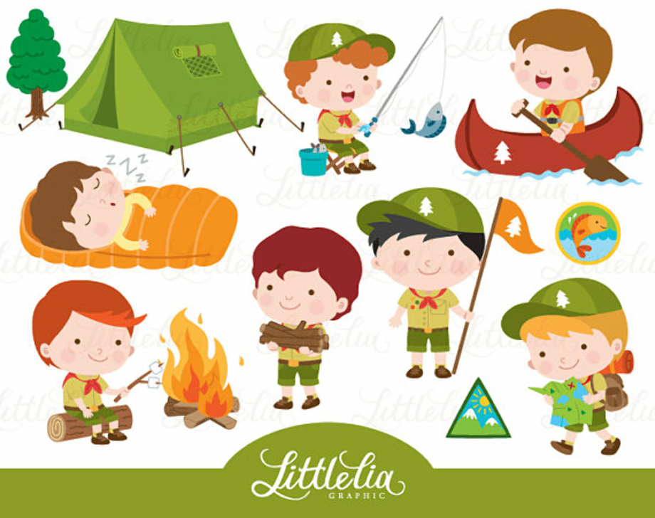 camping clipart boy