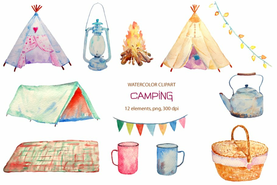 teepee clipart watercolor