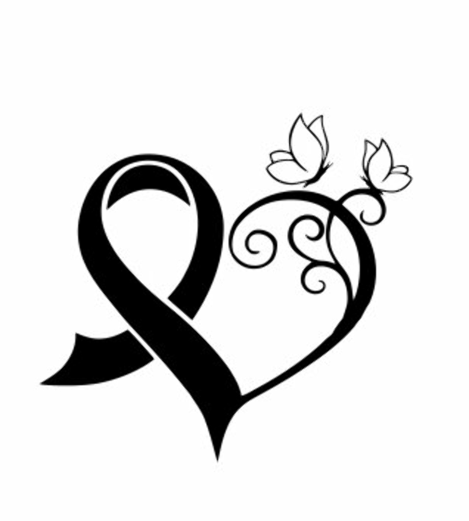 Cancer Ribbon With Heart Svg