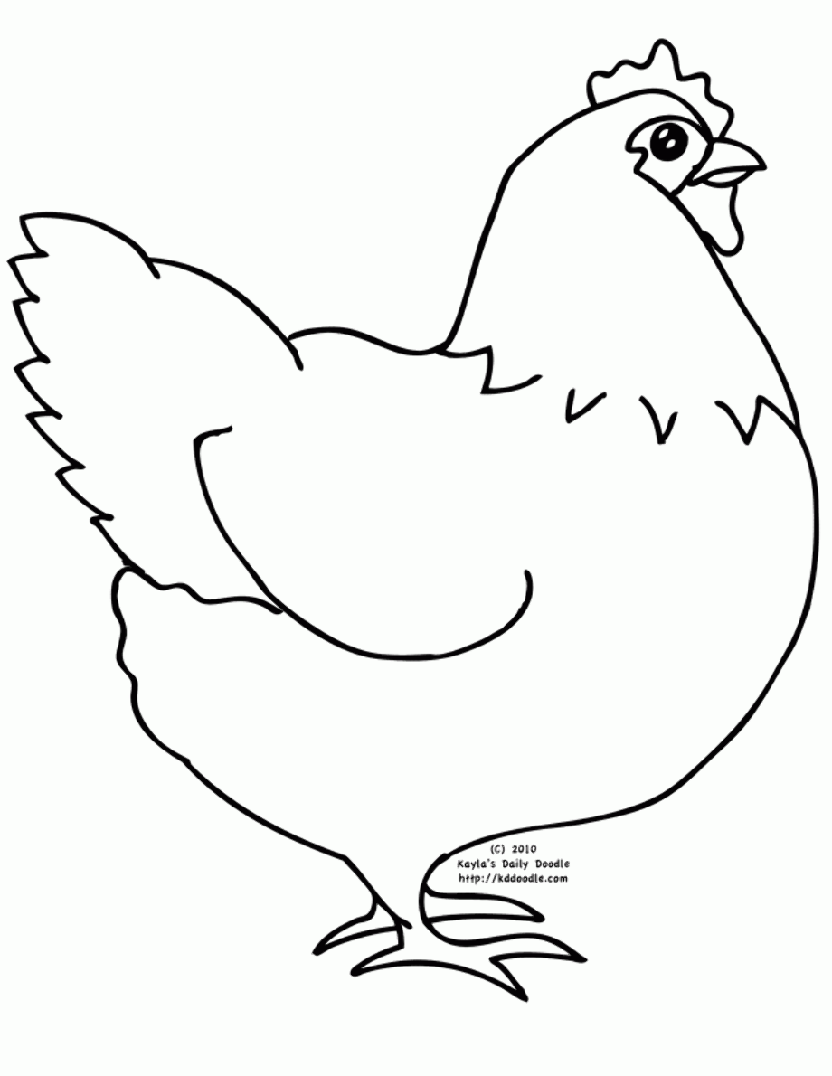 chicken clipart black and white outline