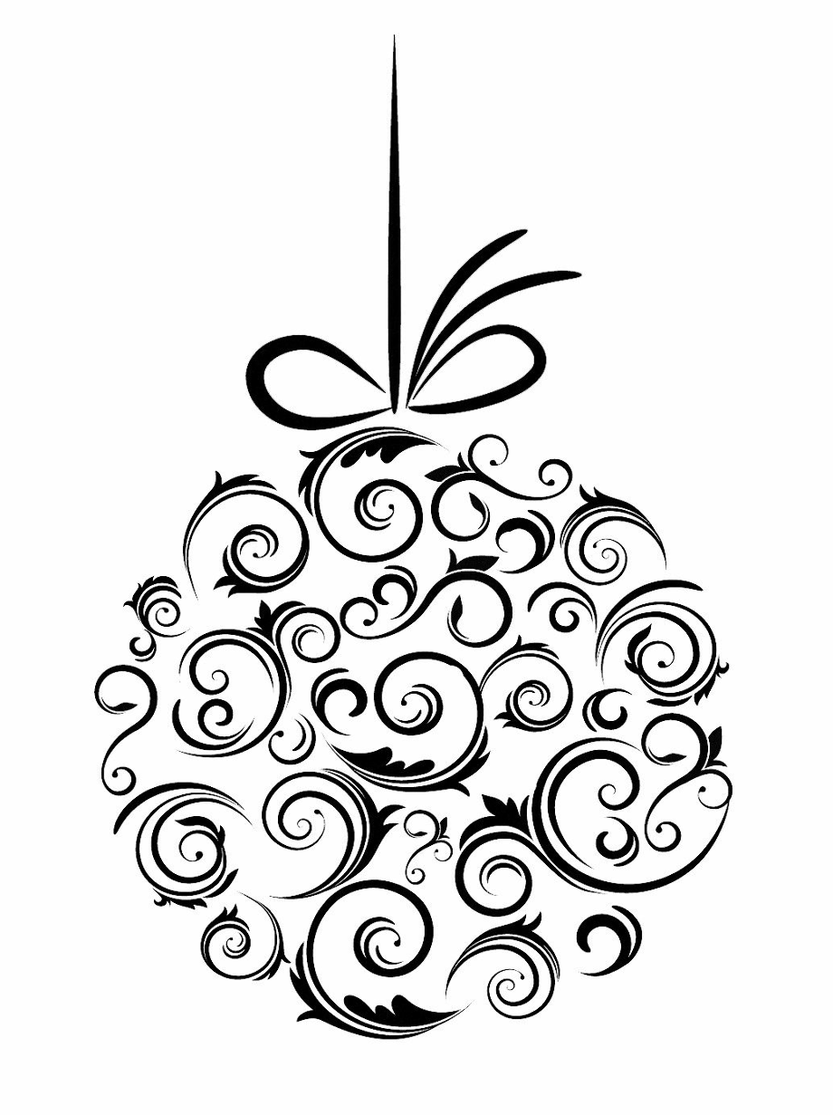 christmas tree clipart black and white swirl