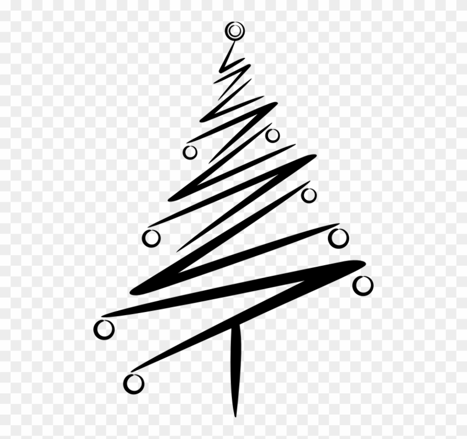 christmas tree clipart black and white abstract