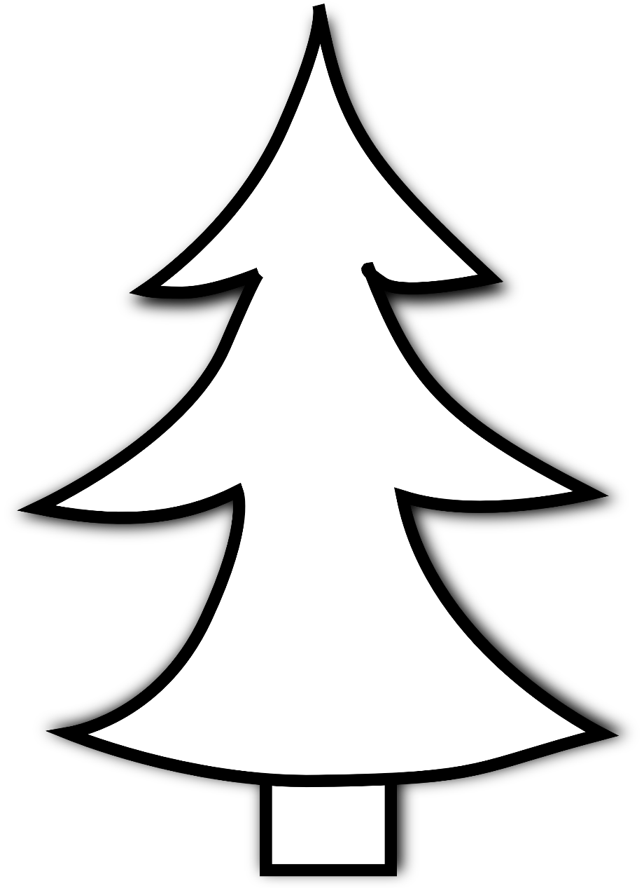 christmas tree clipart black and white cartoon