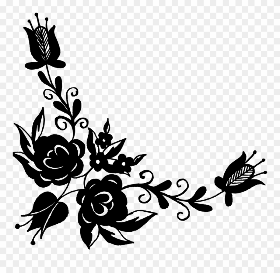 Download High Quality rose clipart black and white corner Transparent ...