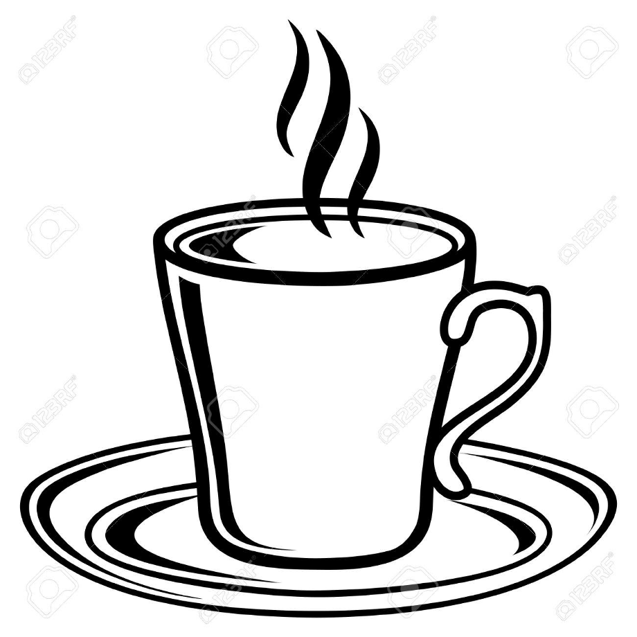 coffee cup clipart black and white