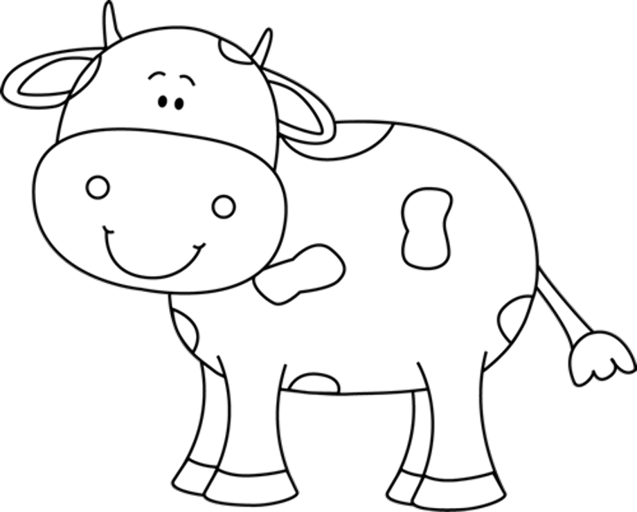 cow clipart black and white cartoon