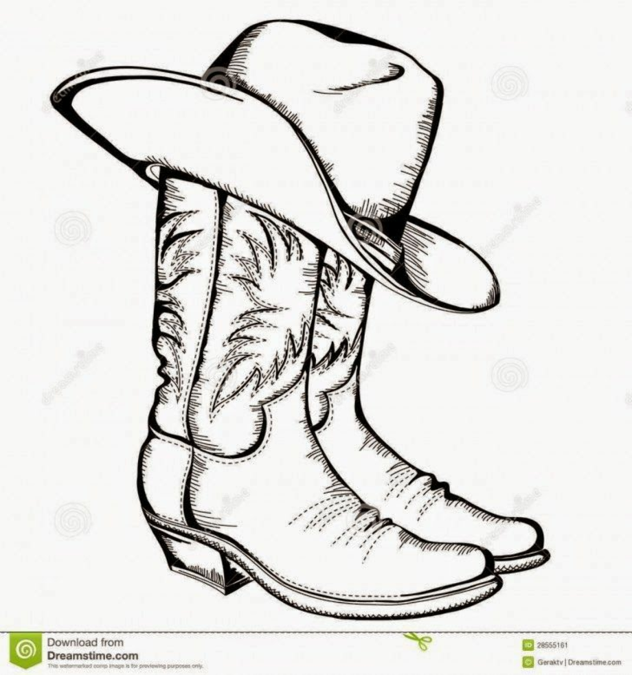 cowboy boots clipart coloring