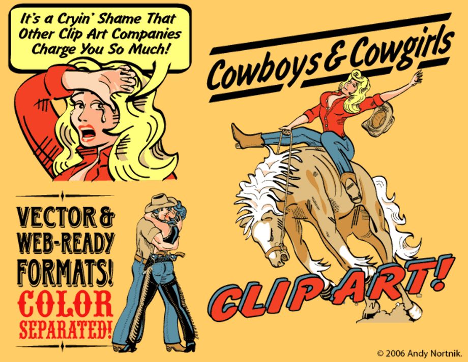cowboy clipart retro