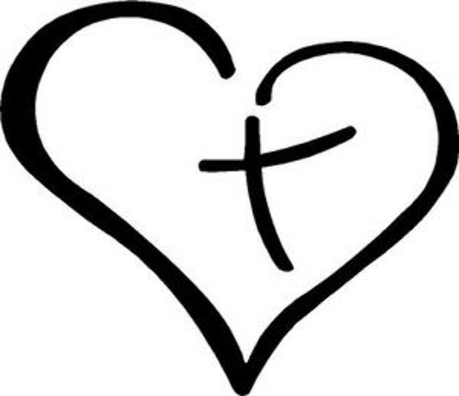 cross clipart black and white heart