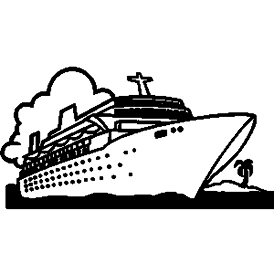 cruise ship drawing outline