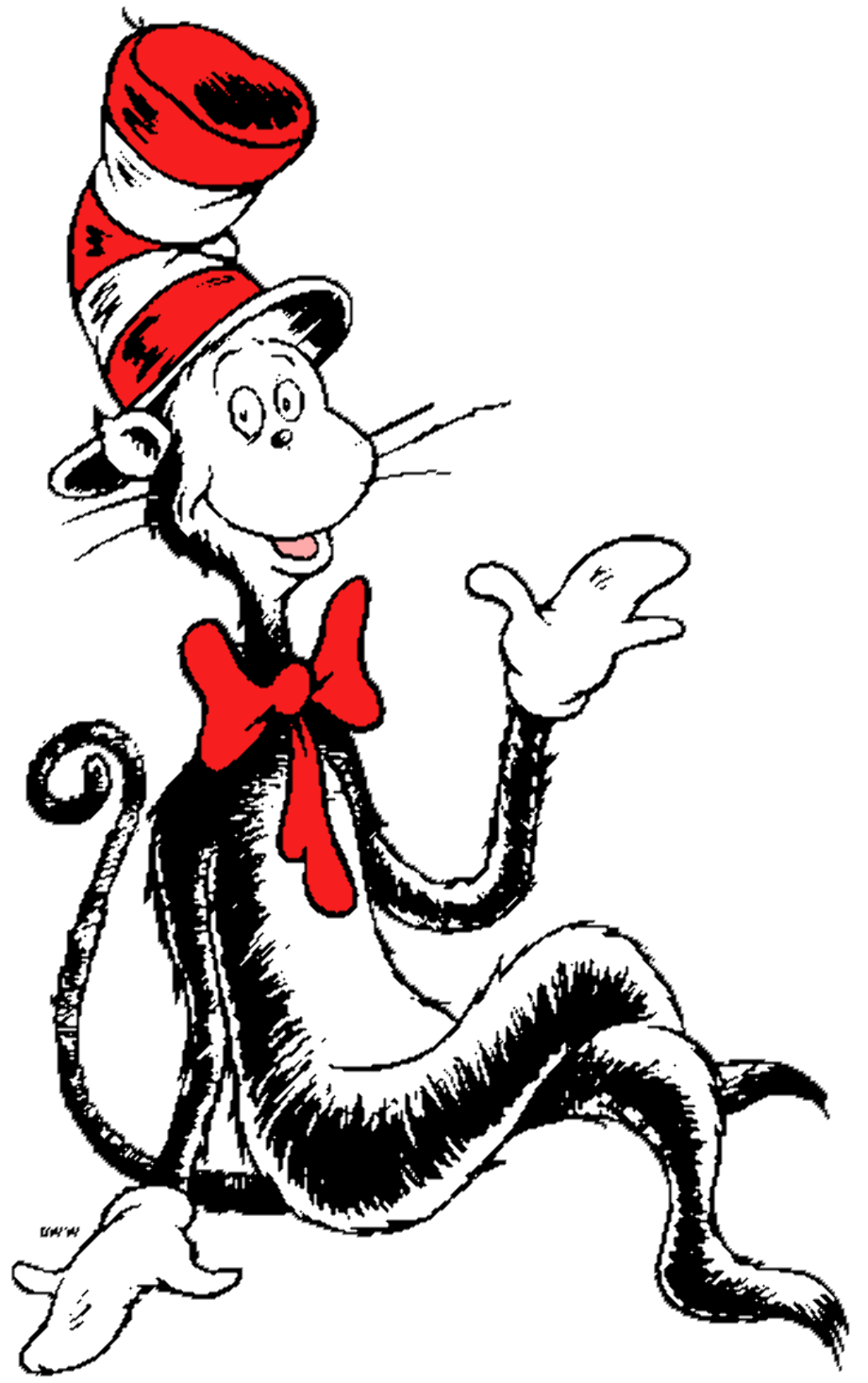 cat in the hat clipart reading