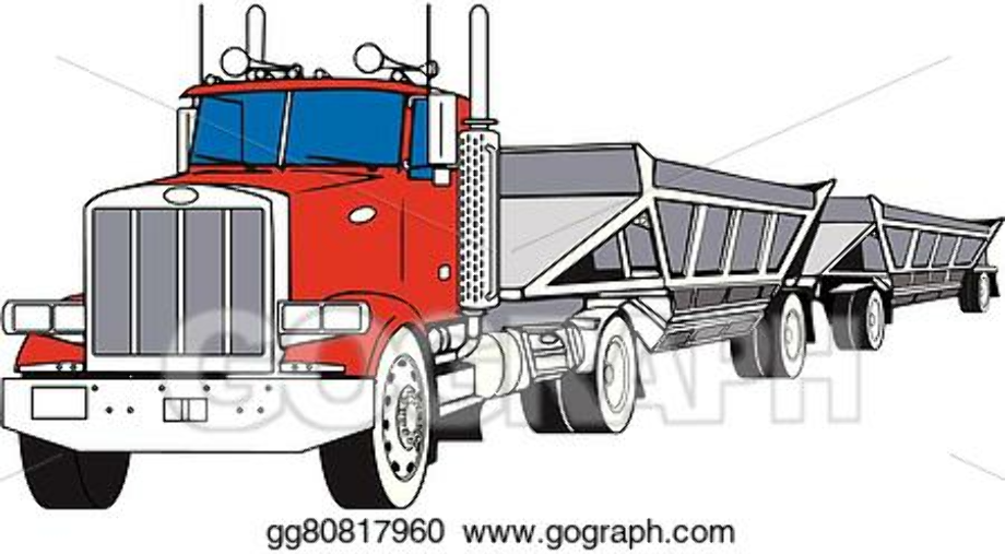 black cartoon images of belly dump truck and trailers