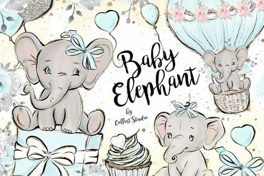 baby elephant clipart boy