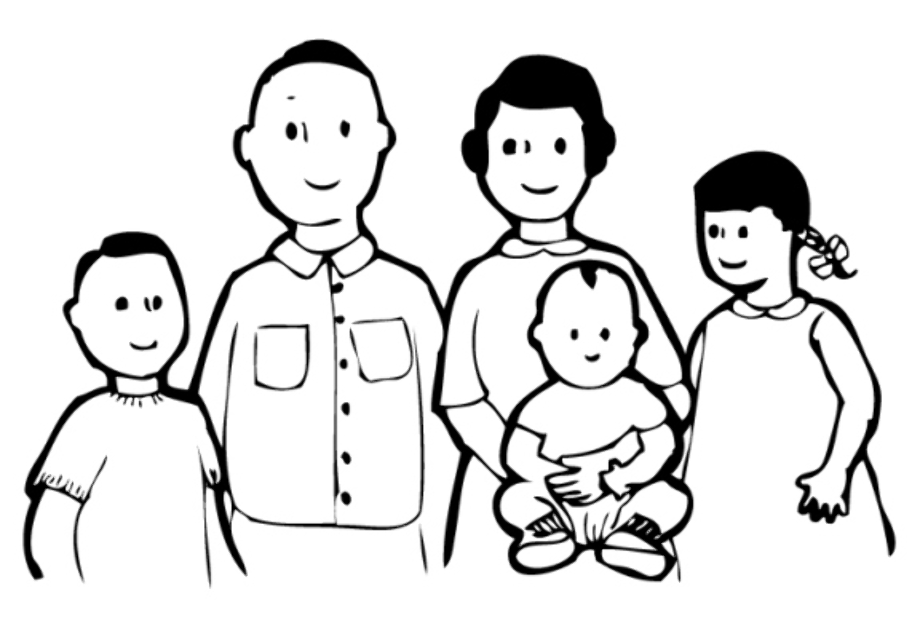 black and white clipart family