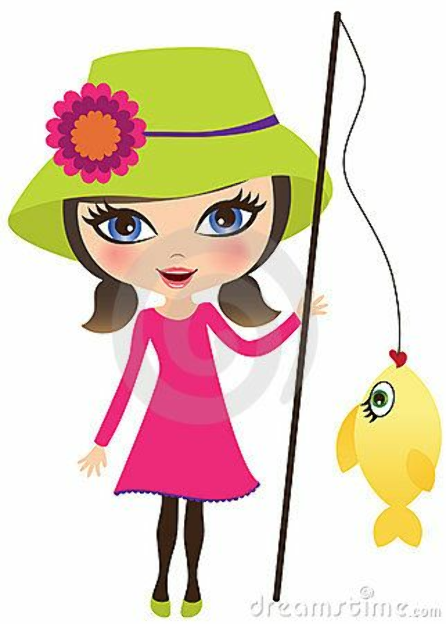 fishing clipart woman