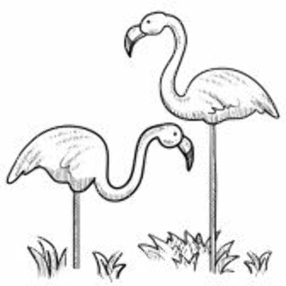 cartoon black and white flamingo