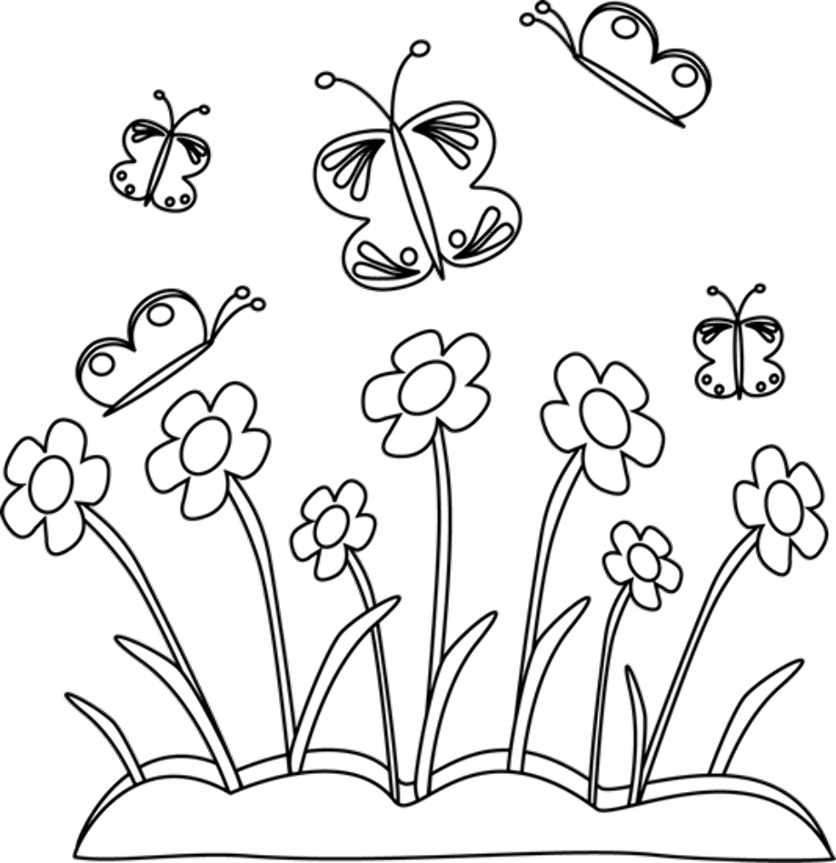 spring clipart black and white