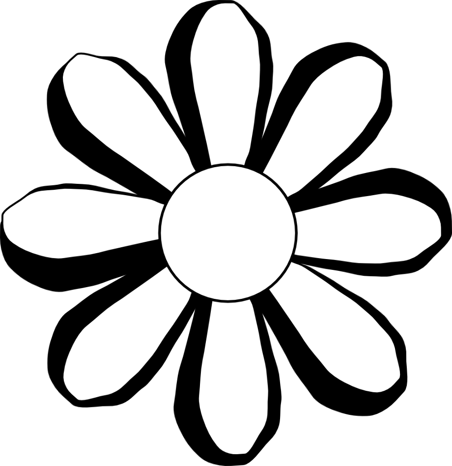 black and white flower clipart outline