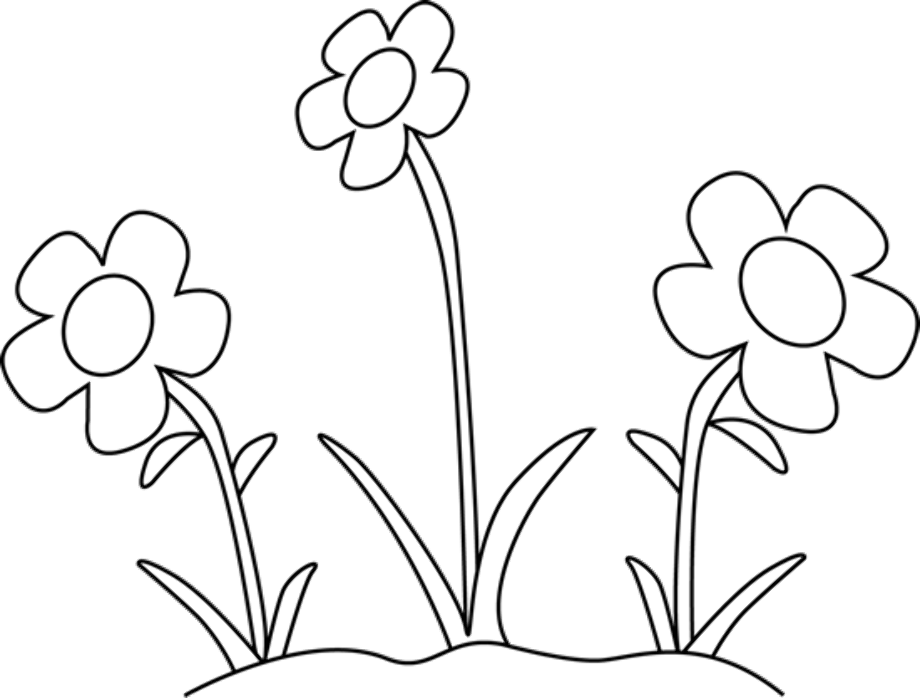 spring flowers clipart outline