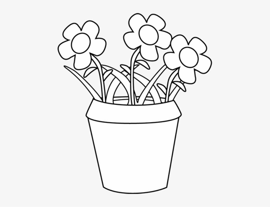 Download High Quality flower pot clipart outline