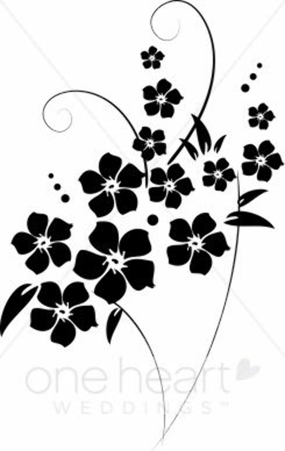 black and white flower clipart design