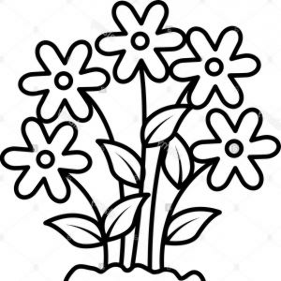 flowers clipart black and white