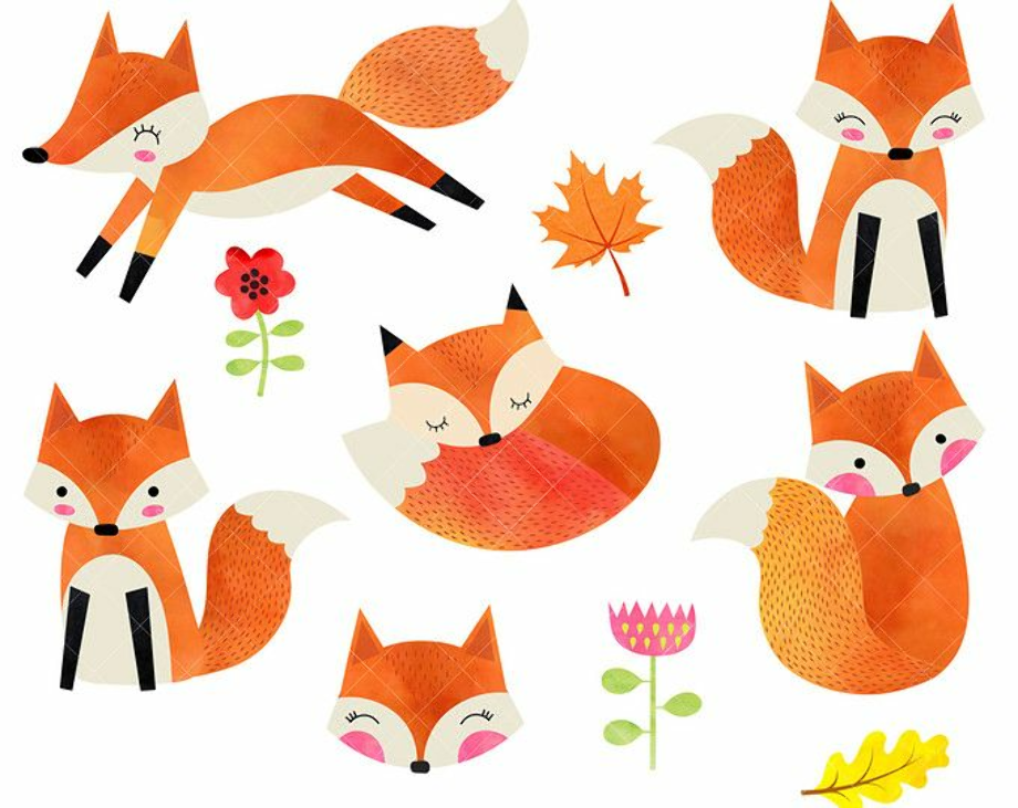 fox clipart watercolor