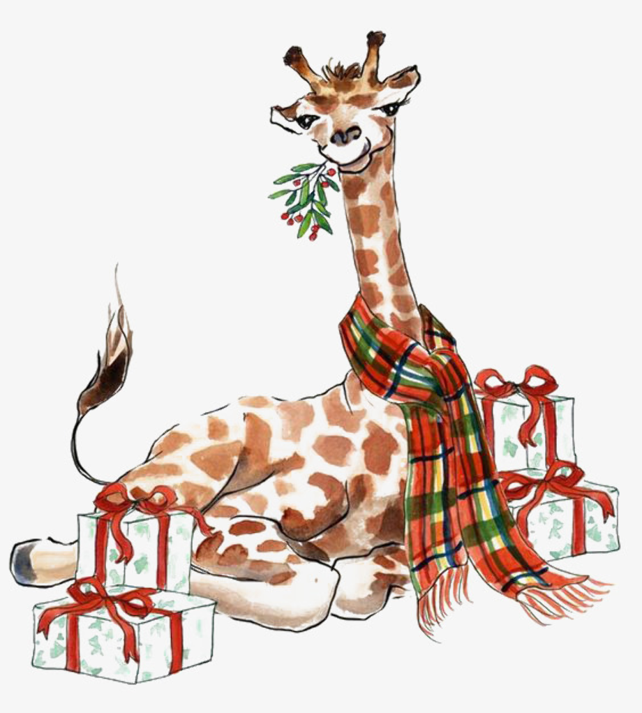 giraffe clipart christmas