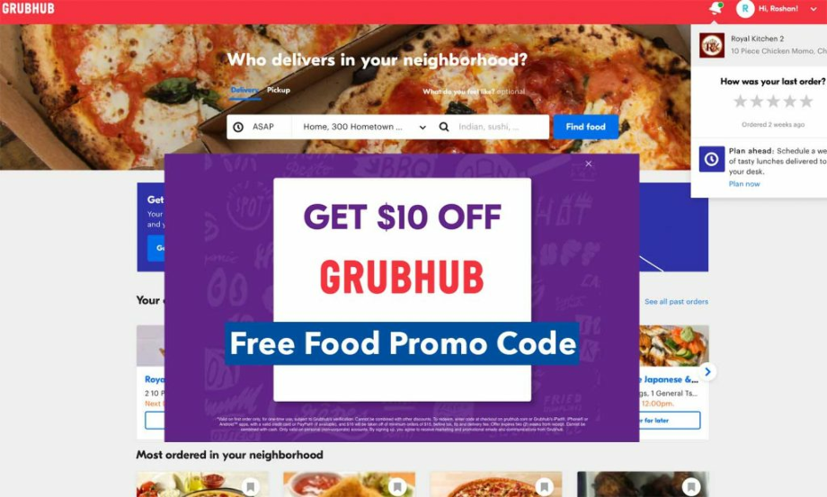 grubhub logo promo code