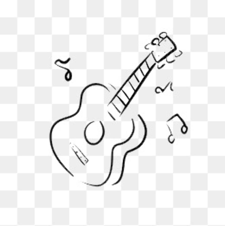 Guitar clipart black and white.