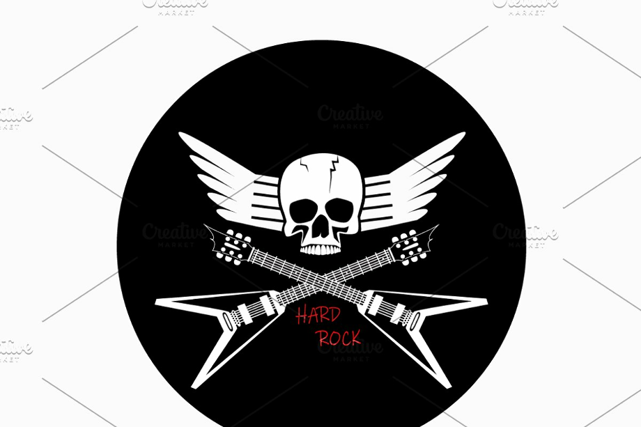 guitar logo skull